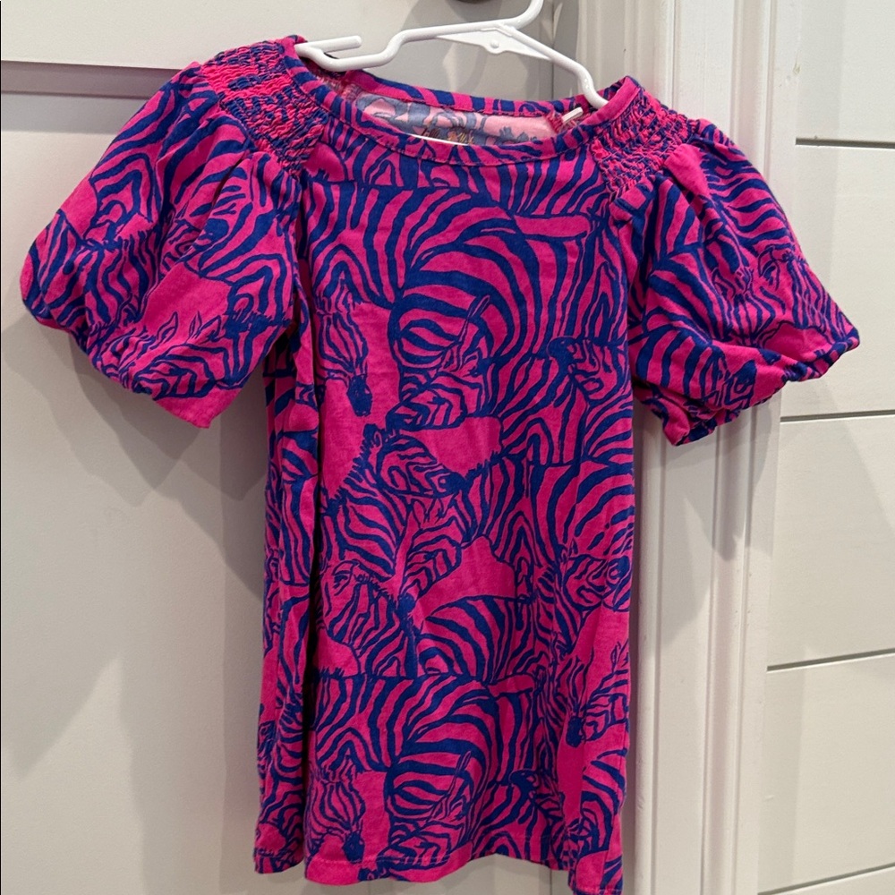 Lilly Pulitzer Pink and Blue Zebra Print Kids Dress